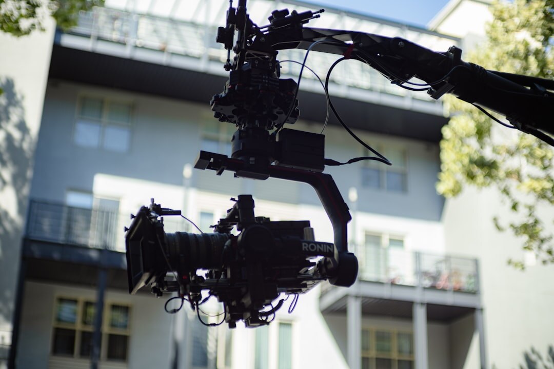Broadcast television camera on a studio crane